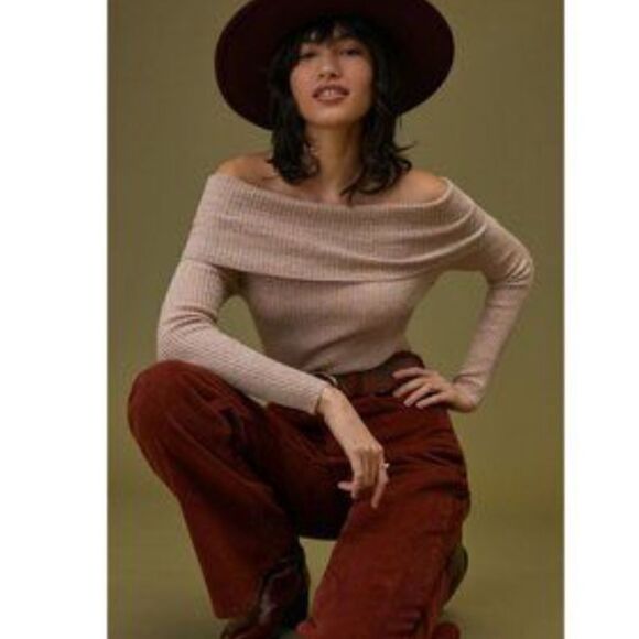 Anthropologie Shimmer Off the Shoulder Cashmere Sweater NWT - Picture 8 of 8